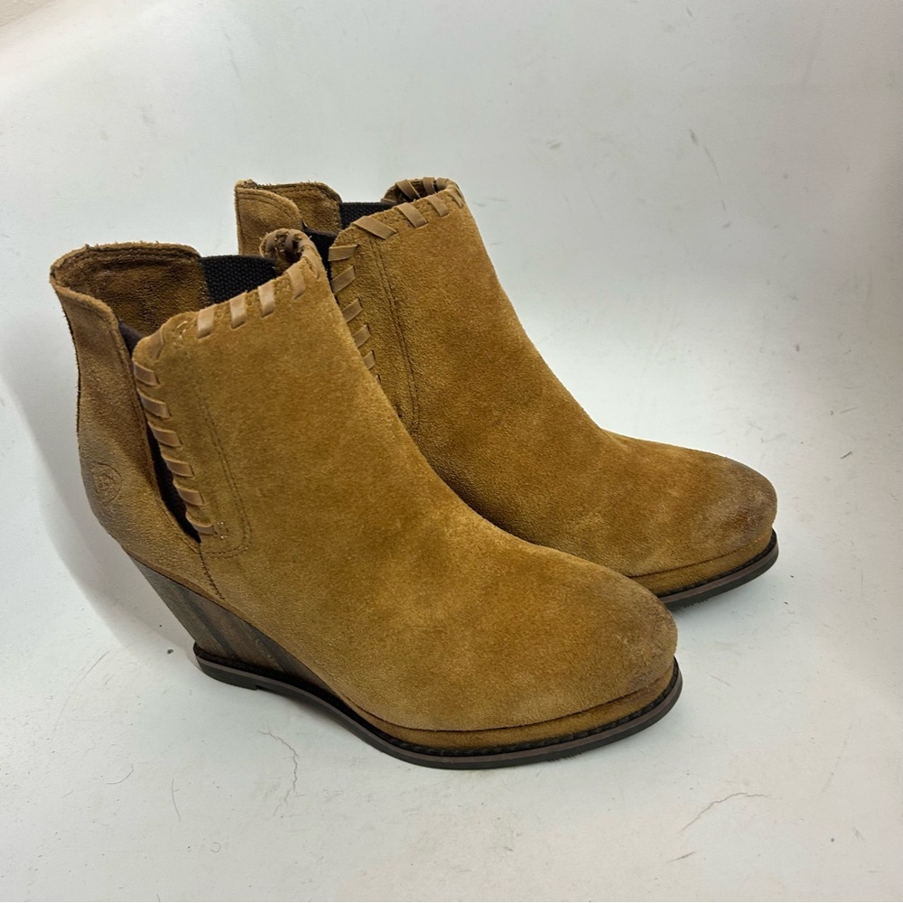 Ariat Women's Belle Stretchfit Wedge Bootie Western Boot Tan Suede Size 7 NEW - Picture 5 of 12